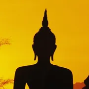 The home-screen icon — the Buddha silhouette